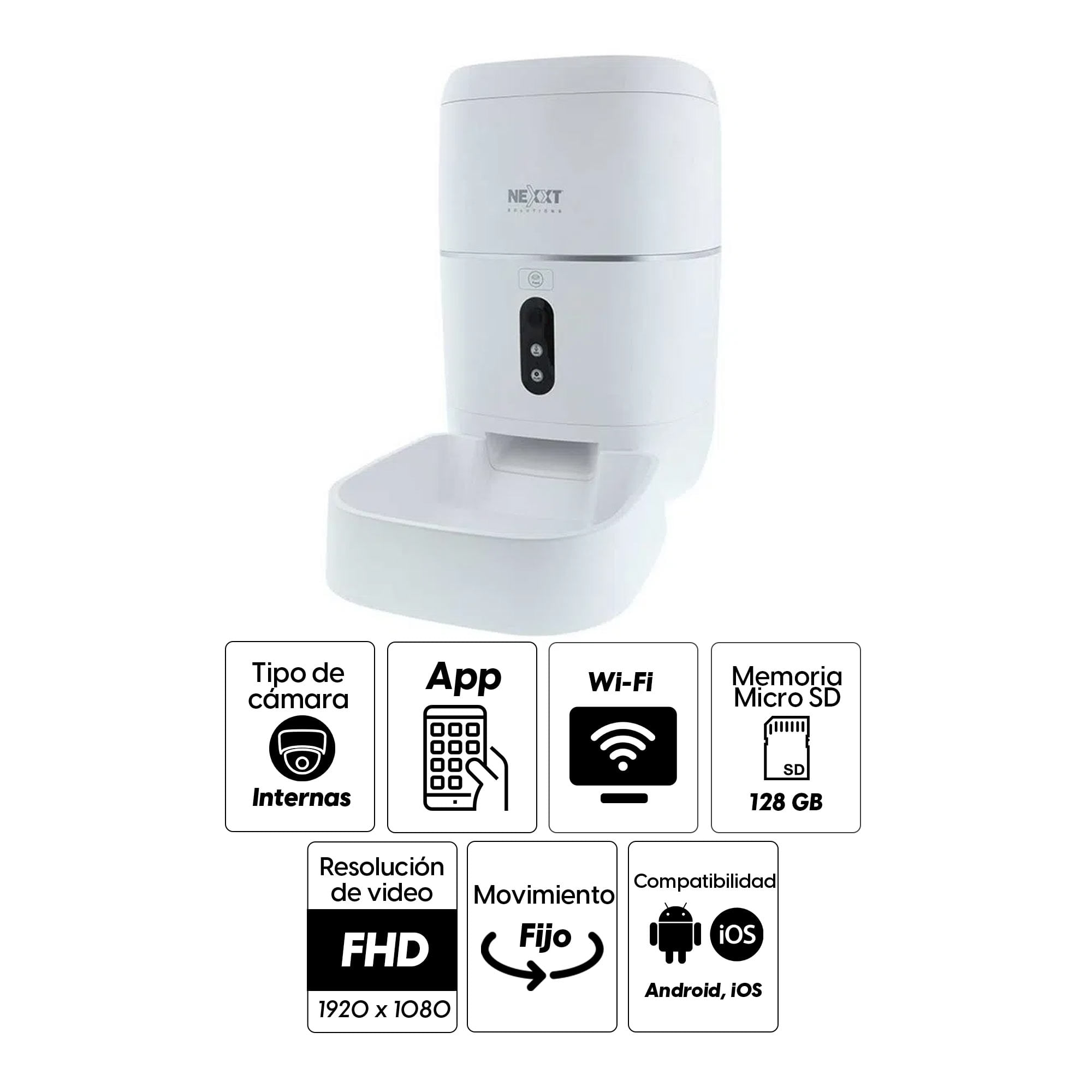 Imagen 2 del producto Dispensador de alimento para mascotas Nexxt Nha-p610 con cámara 1080P, máx. 1.59 kg