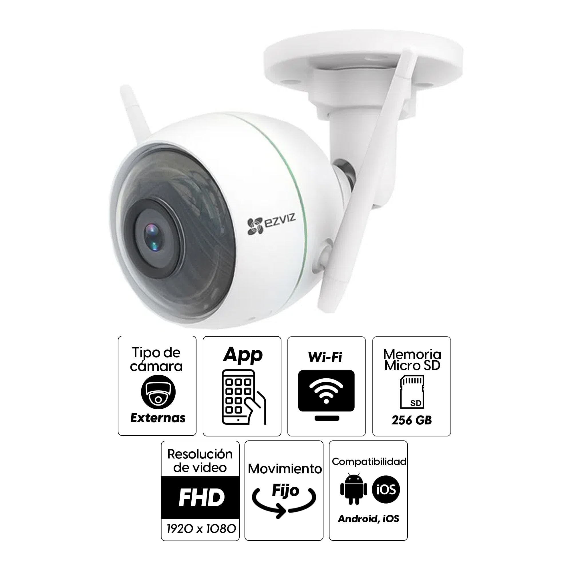 Imagen 2 del producto Cámara de seguridad Ezviz IP C3WN,exterior,1080P,fija, infrarrojo