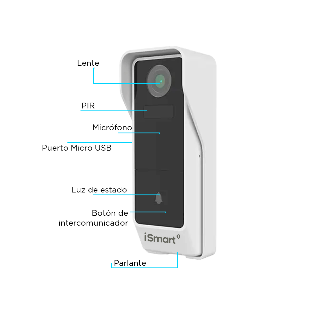 Imagen 2 del producto Intercomunicador inteligente iSmart Bellcam Wi-Fi, Full HD, detector de movimiento, blanco
