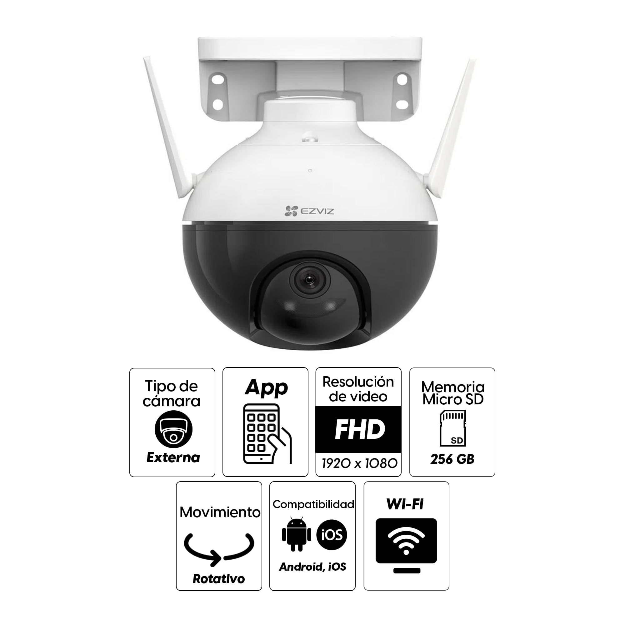 Imagen 2 del producto Cámara de seguridad wifi Ezviz C8C Lite exterior, 2MP 1080P, rotativo, IP65