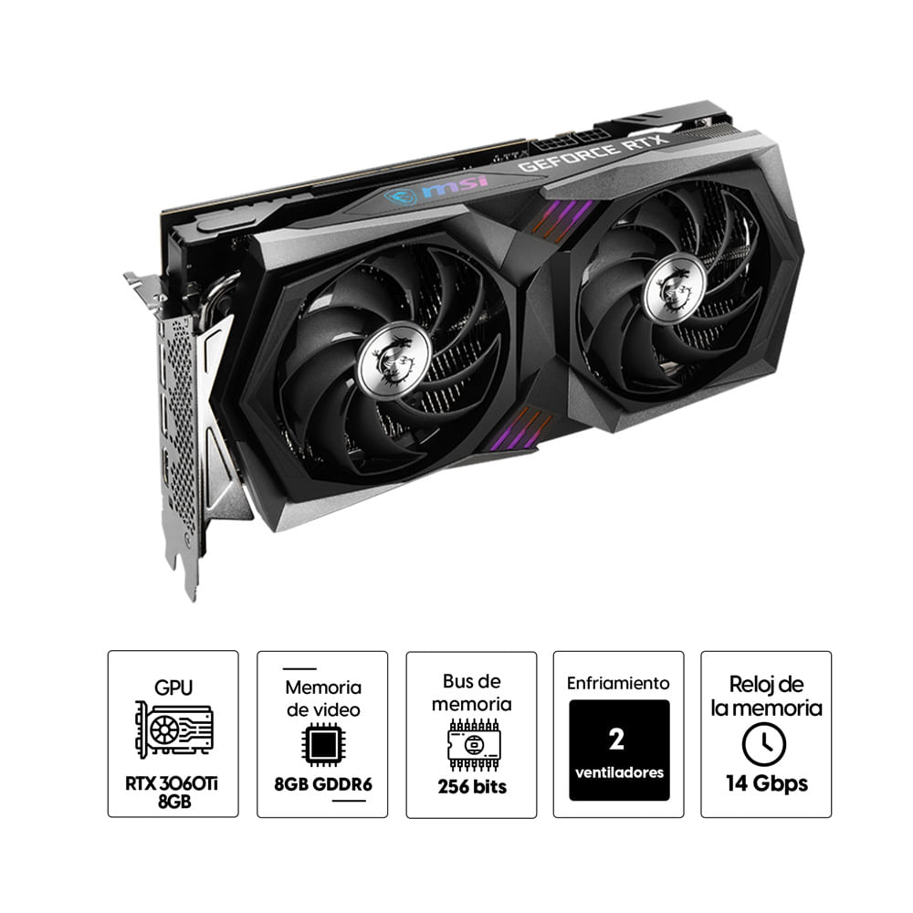 Imagen 2 del producto Tarjeta de vídeo Msi Nvidia GeForce RTX 3060Ti 8GB GDDR6, 256 bits