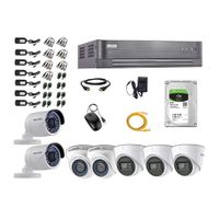 Kit de seguridad Hikvision 3 cámaras Domo (audio incorporado) 1080P + 2 cámaras Domo 1080P + 2 cámaras Tubo 1080P + dvr + disco 2TB