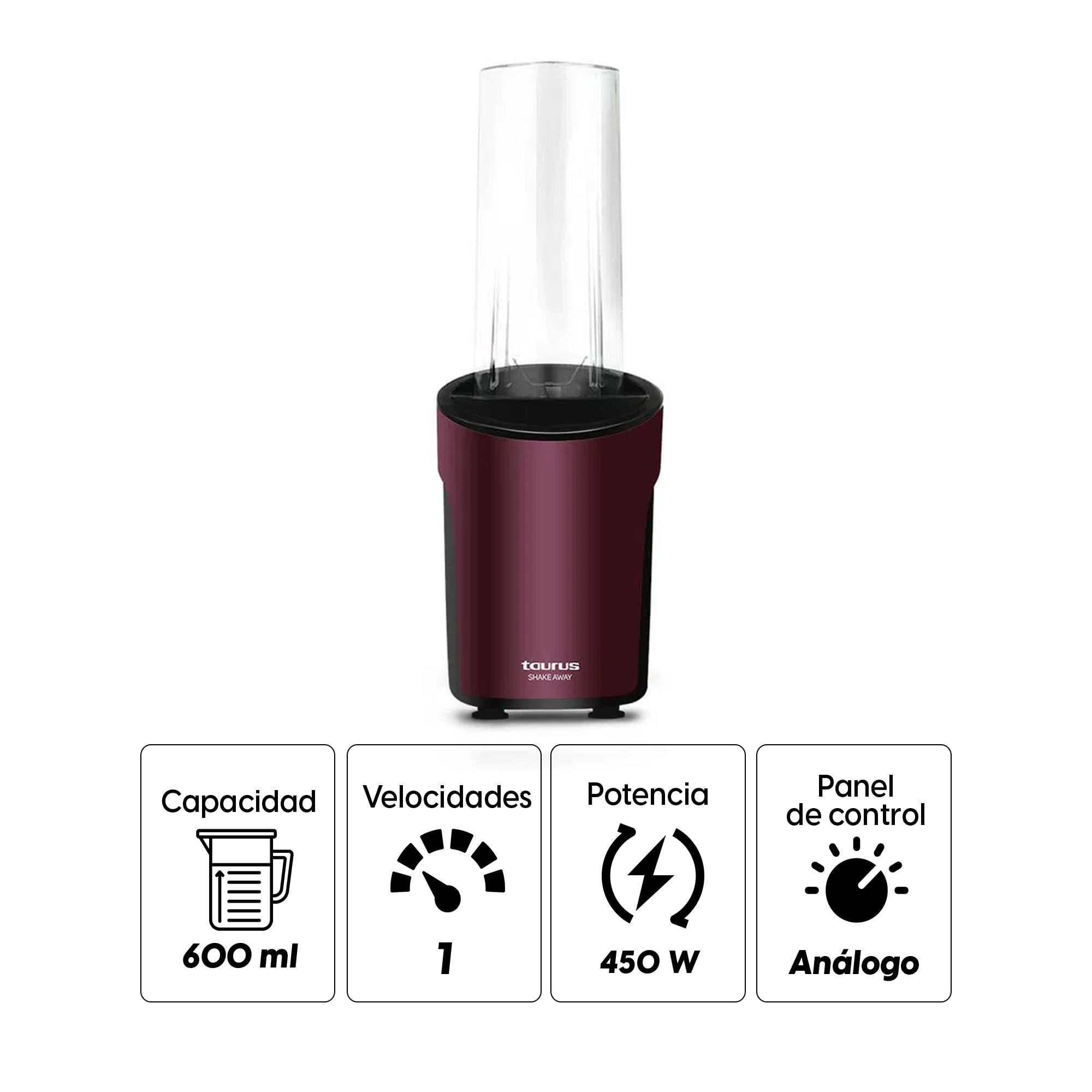 Imagen 2 del producto Licuadora personal Taurus Shake Away 450w, 1 velocidad, morado
