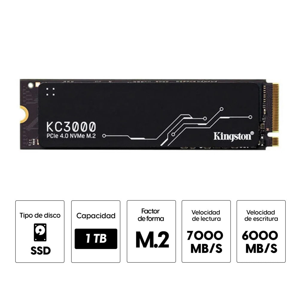 Imagen 2 del producto Unidad de estado sólido SSD Kingston KC3000 1024GB, M.2, NVMe, Pcle 4.0
