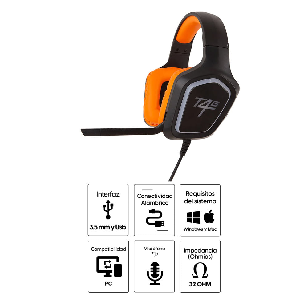 Imagen 2 del producto Audífonos gamer Coolbox T4G conexión 3.5 mm, RGB, compatible PC