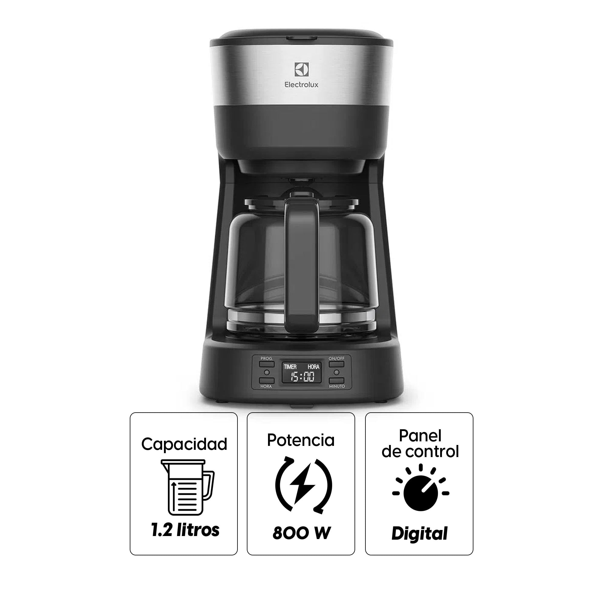 Imagen 2 del producto Cafetera Electrolux Experience ECM25 800w, capacidad 1.2 litros, sistema antigoteo, apagado automático, filtro permanente, negra