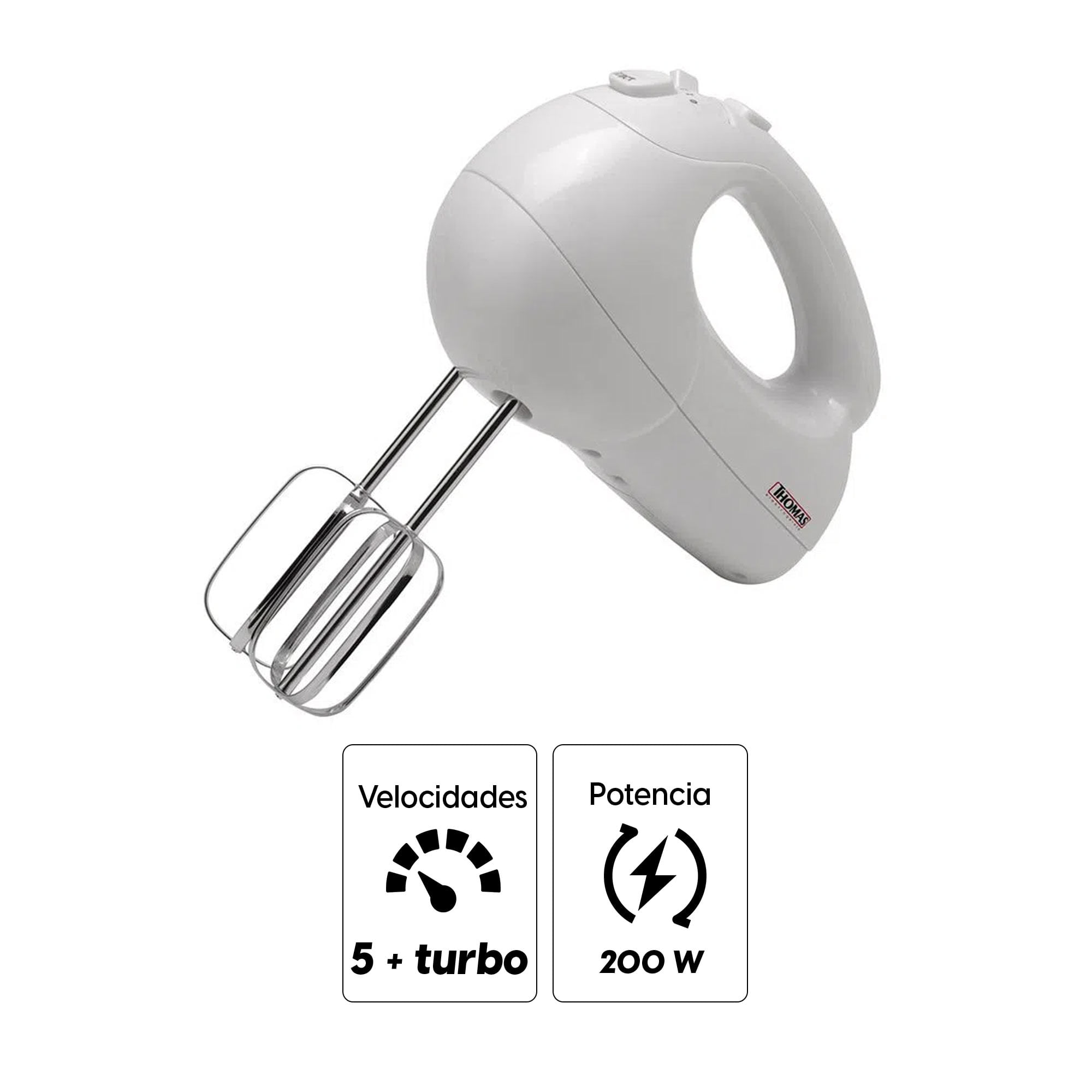 Imagen 2 del producto Batidora Thomas TH-8830M 200w, 5 velocidades + turbo, blanco