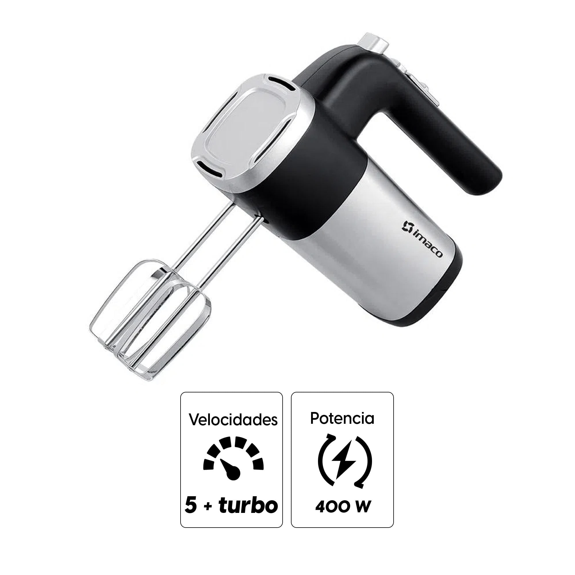 Imagen 2 del producto Batidora Imaco HM400I 400w, 5 velocidades + turbo, acero