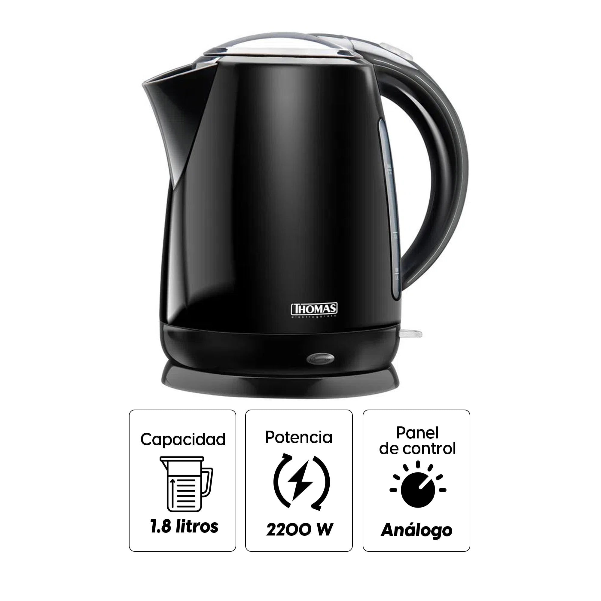 Imagen 2 del producto Hervidor Thomas TH-4330, 2200w, 1.8 litros, negra