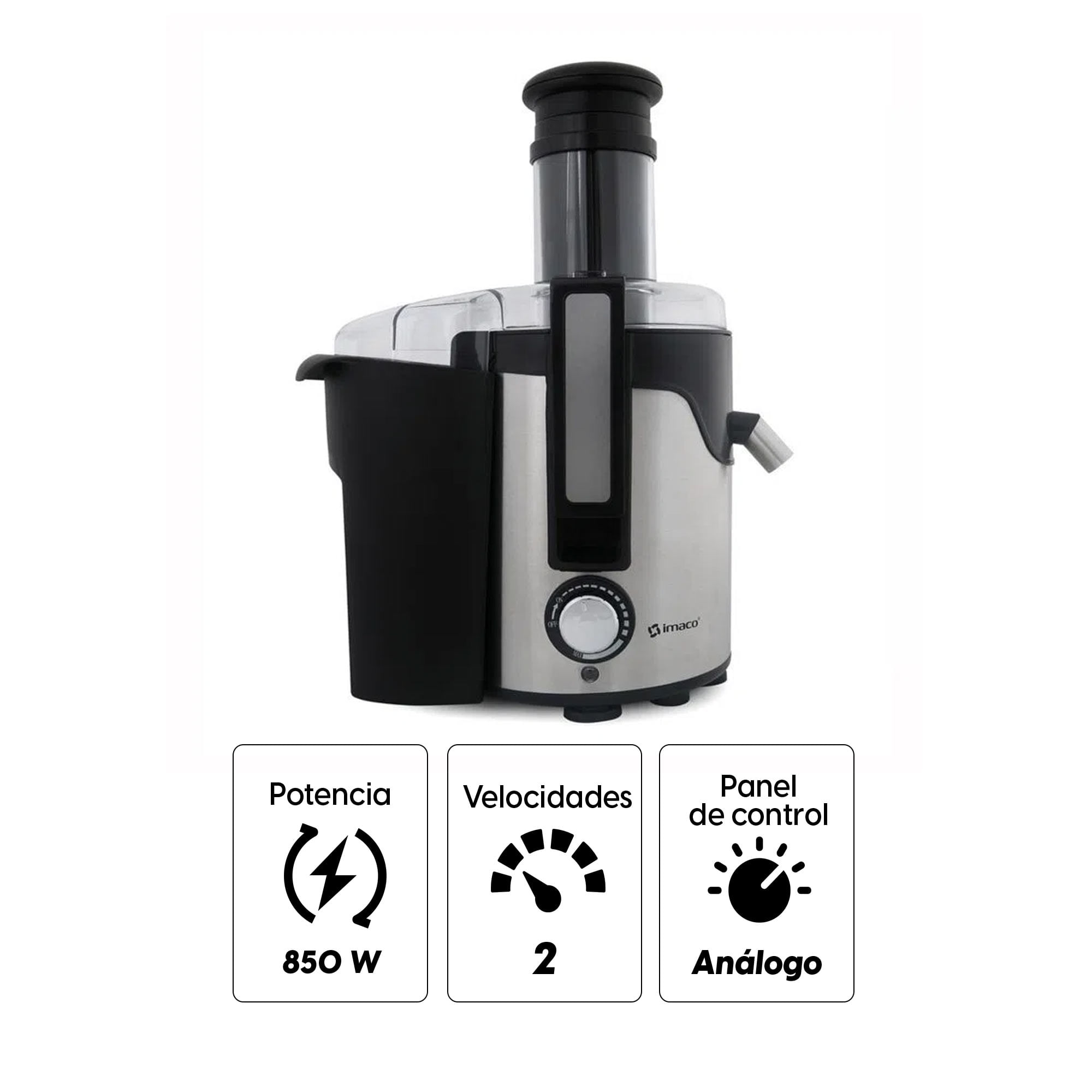 Imagen 2 del producto Extractor Imaco JE850FC 850w, 2 velocidades, cuerpo de acero inoxidable