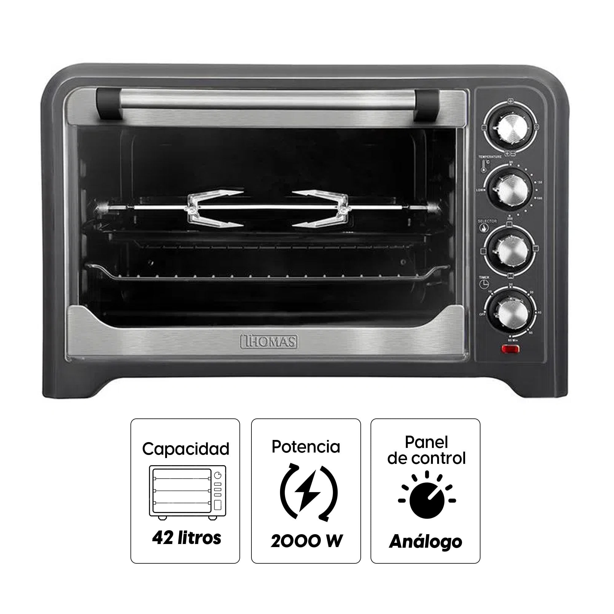 Imagen 2 del producto Horno eléctrico Thomas TH-42N02, 2000 w,  42 litros, temperatura máx. 250°c, negro