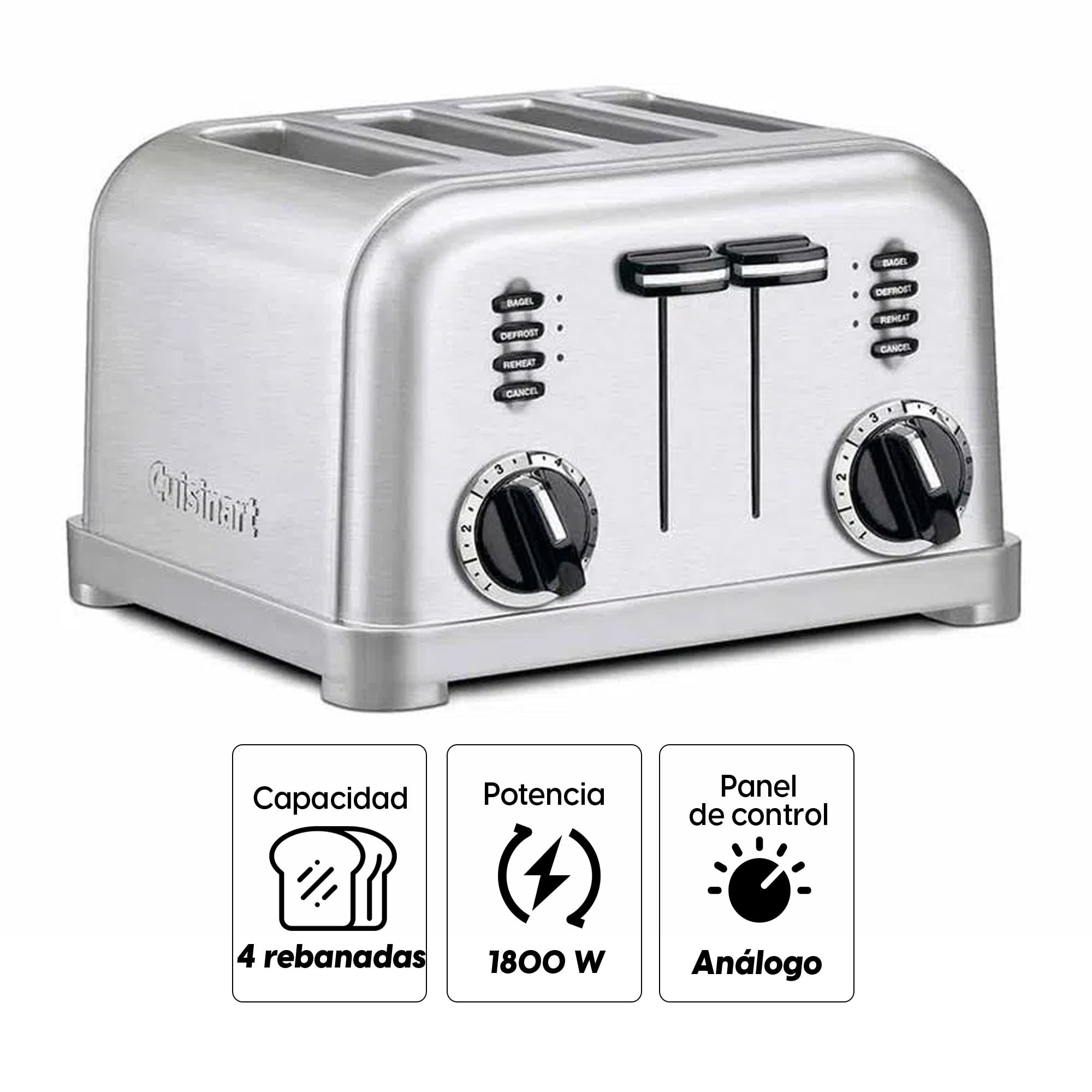 Imagen 2 del producto Tostadora Cuisinart CPT-180 1800w, 6 niveles de tostado, para 4 rebanadas, gris