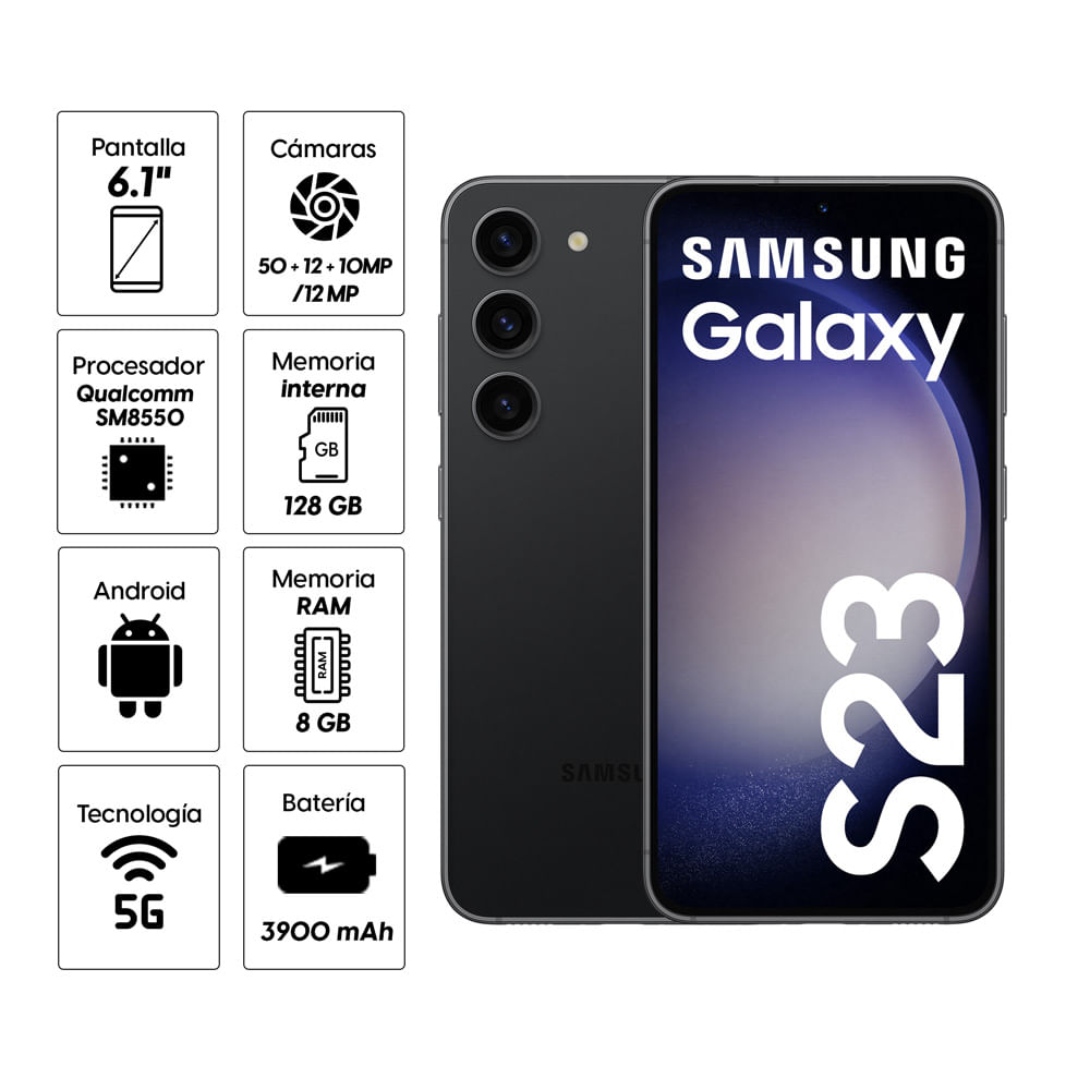 Imagen 2 del producto Celular Samsung Galaxy S23 128GB, 8GB RAM, cámara trasera 50MP y frontal 12MP, 6.1"", Snapdragon, negro