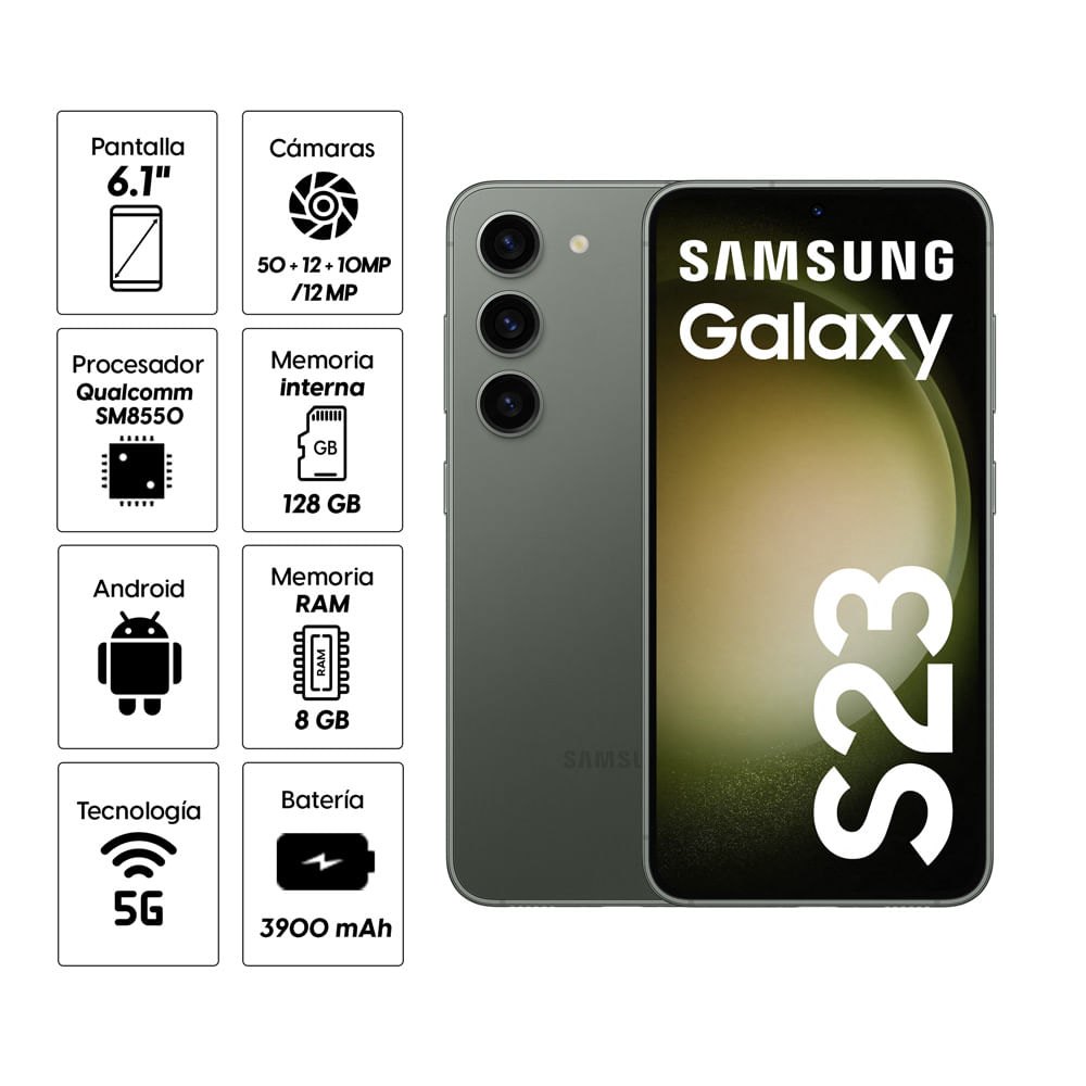 Imagen 2 del producto Celular Samsung Galaxy S23 128GB, 8GB RAM, cámara trasera 50MP y frontal 12MP, 6.1"", Snapdragon, verde