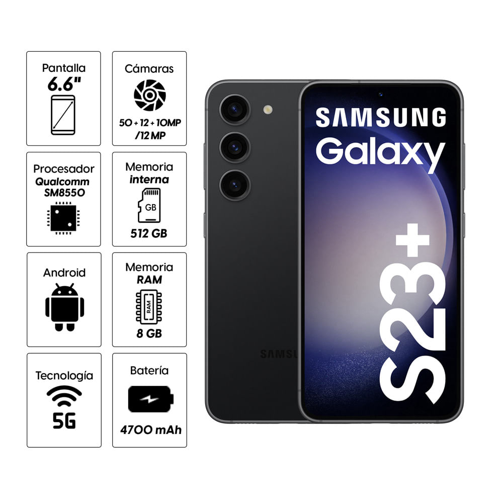 Imagen 2 del producto Celular Samsung Galaxy S23 Plus 5G 512GB, 8GB RAM, cámara trasera 50MP y frontal 12MP, 6.6"", negro