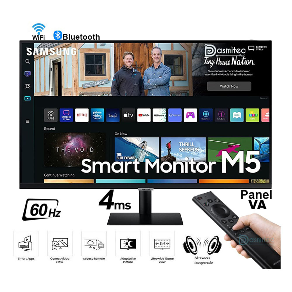 Imagen 2 del producto Monitor plano Smart 32” Samsung LS32BM500ENXGO M5 Wi-Fi, Panel VA, FHD(1920x1080), 60Hz, 4ms, entradas HDMI