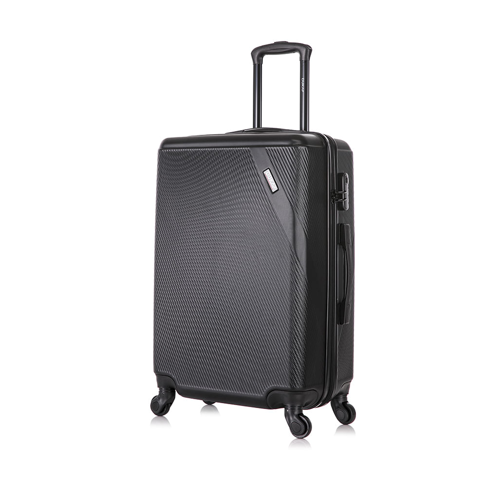 Maleta de bodega Dukap Discovery 61 cm, ABS resistente, ruedas 360°, cerradura combinación, capacidad 15 kg, negro