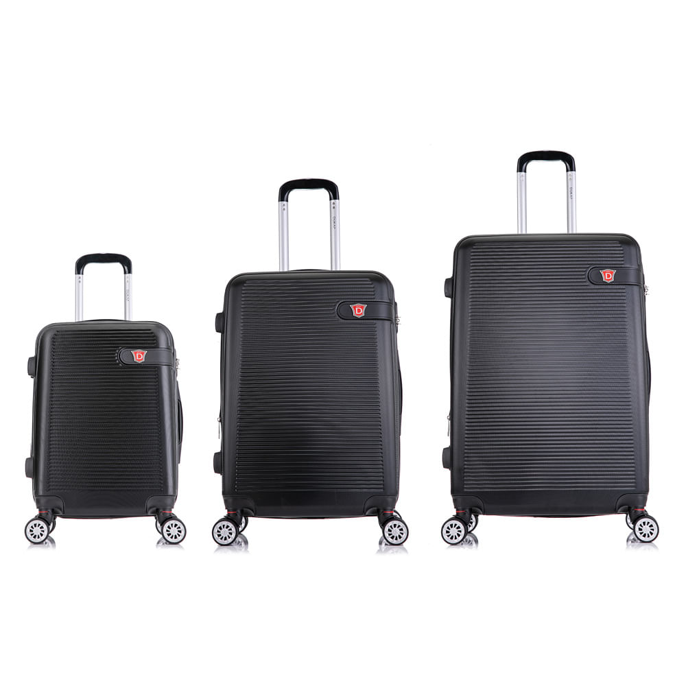 Imagen 2 del producto Set de 3 maletas de bodega Dukap Barcelona 51, 61 y 71 cm, 4 ruedas dobles, cerradura de combinación, negro