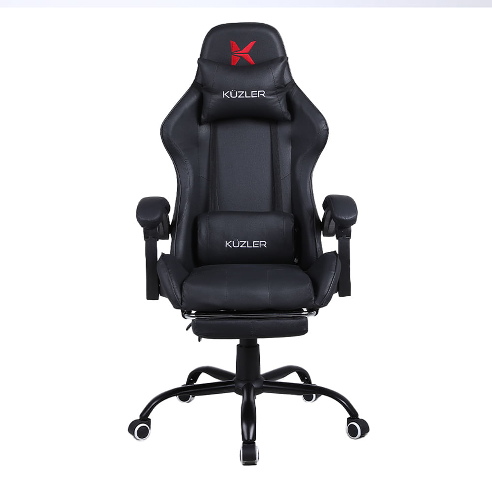 Imagen 2 del producto Silla gamer Kuzler RIK-101N con masajeador lumbar, cuero liso PU, máx 150 kg, inclinación 150°, negro