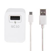 Cargador de pared + cable Coolbox GMobile tipo C a usb, 18W, carga rápida, 1m, blanco