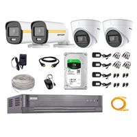 Cámaras de seguridad kit 4 Hikvision, 4 cámaras + disco 1tb, full HD, audio, visión nocturna a color