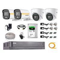 Cámaras de seguridad kit 4 Hikvision, 4 cámaras + disco 2tb, full HD, audio, fijo, visión nocturna a color