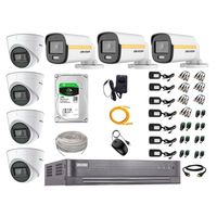 Cámaras de seguridad kit 7 Hikvision, 7 cámaras + disco 1tb, full HD, fijo, audio, visión nocturna a color