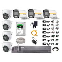 Cámaras de seguridad kit 7 Hikvision, 7 cámaras + disco 2tb, full HD, fijo, audio, visión nocturna a color