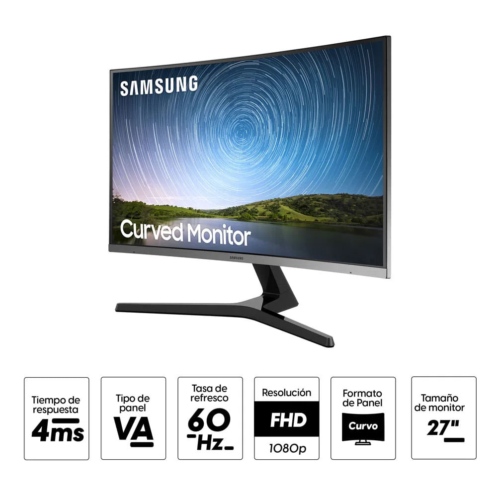 Imagen 2 del producto Monitor gamer curvo 27"" Samsung LC27R500FHLXPE Panel VA, FHD(1920x1080), 60Hz, 4ms, entradas HDMI/VGA, FreeSync