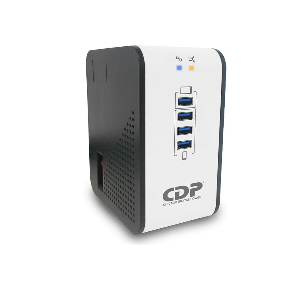 Imagen 1 del producto Estabilizador de voltaje CDP R2CU-AVR 1008I, 8 tomas de salida 4, puertos USB, 1000VA/500W, blanco
