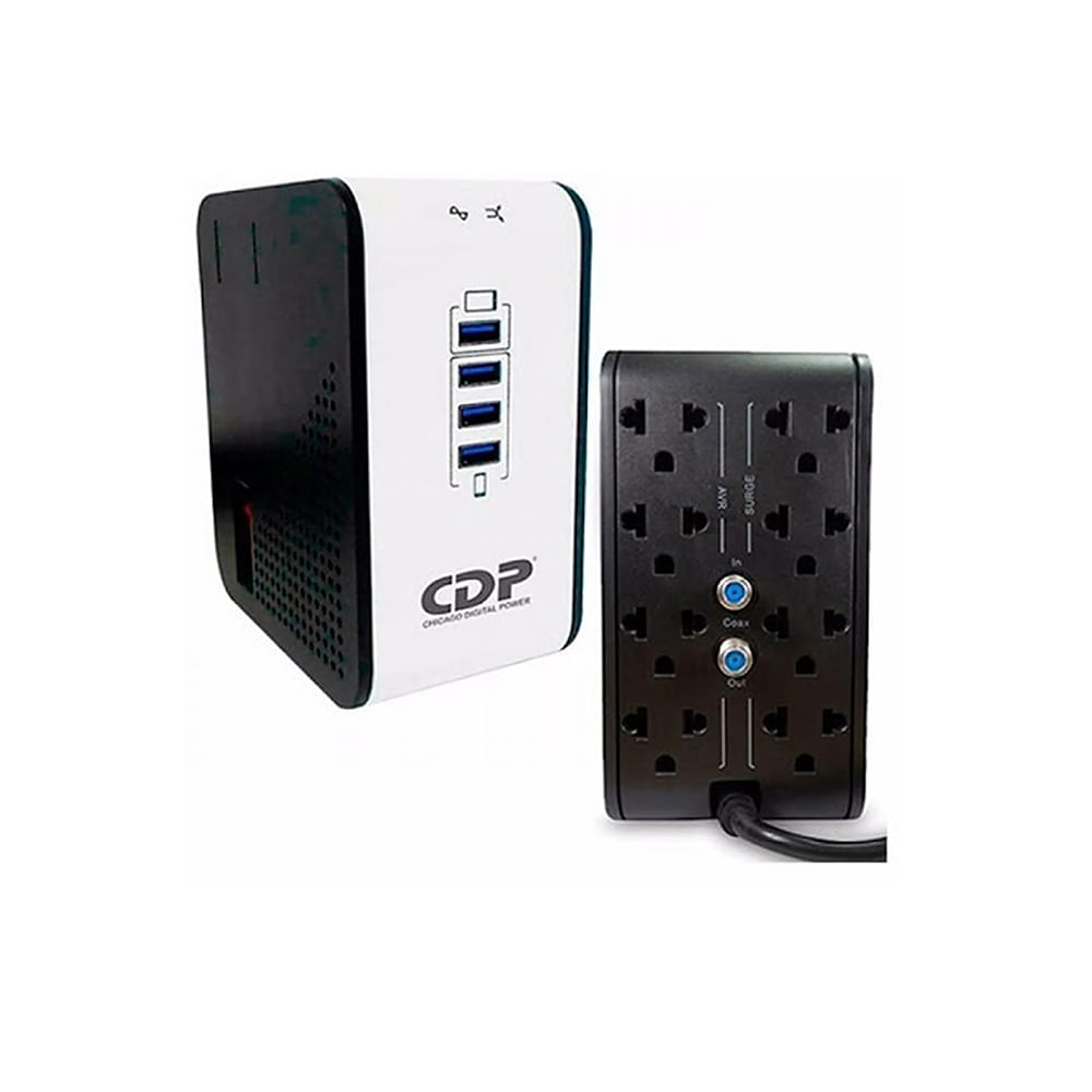Imagen 2 del producto Estabilizador de voltaje CDP R2CU-AVR 1008I, 8 tomas de salida 4, puertos USB, 1000VA/500W, blanco