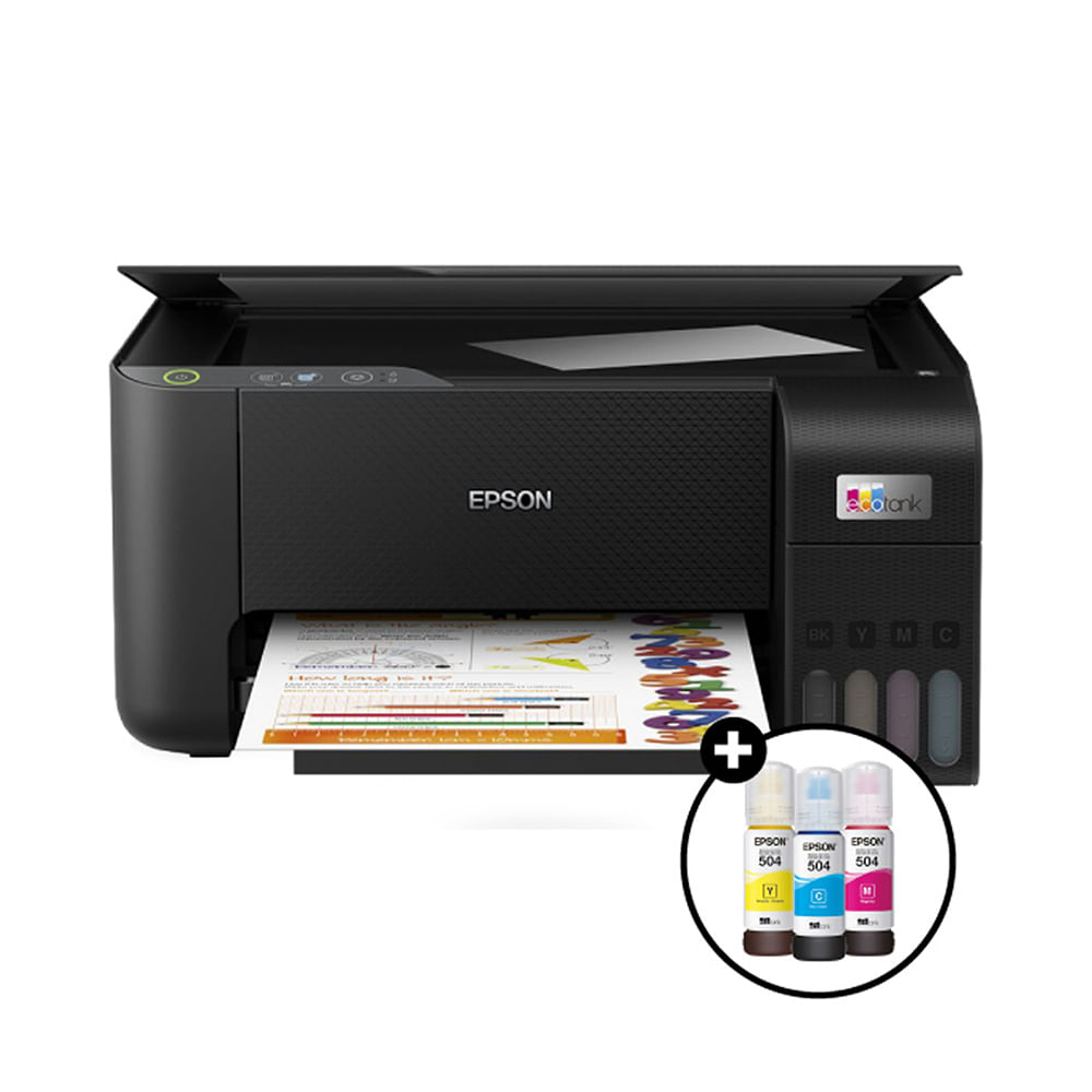Imagen 2 del producto Impresora multifuncional Epson L3210, inyección de tinta, alámbrica, con tanques recargables + botellas de tinta