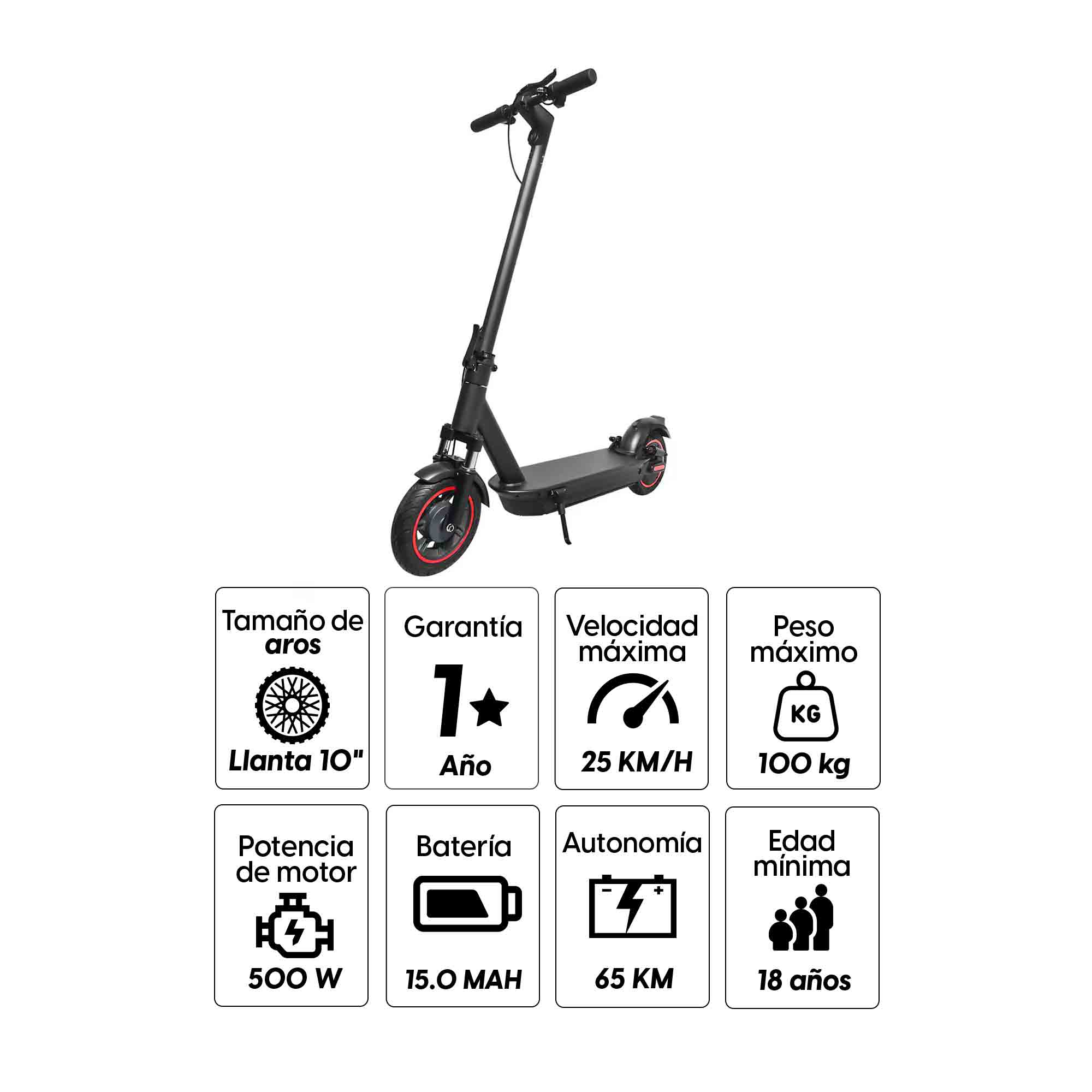 Imagen 2 del producto Scooter eléctrico Roadtrip Max 10"", autonomía hasta 65 km, vel. 25 km/h, 500w, carga de 8 horas