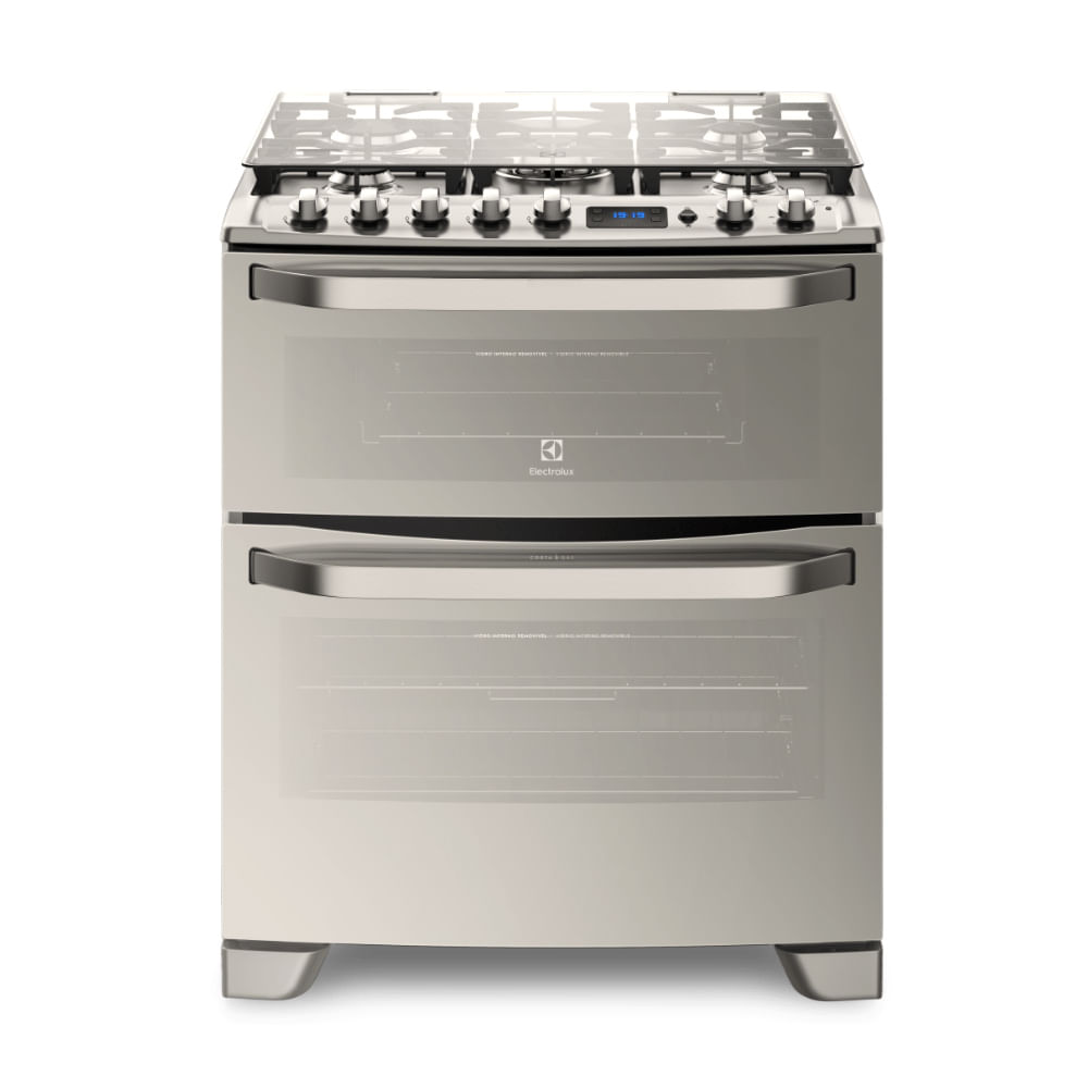 Cocina Freestanding 76DXR gas, 5 quemadores, triple llama, doble horno, 76 cm S