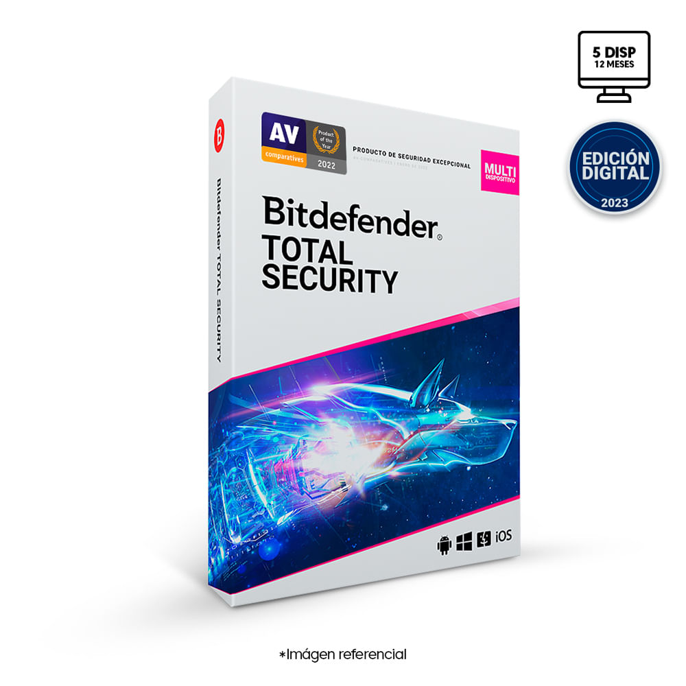 Imagen 2 del producto Antivirus digital Bitdefender Total Security para PC, Celular y Tablet, 5 dispositivos, 1 año