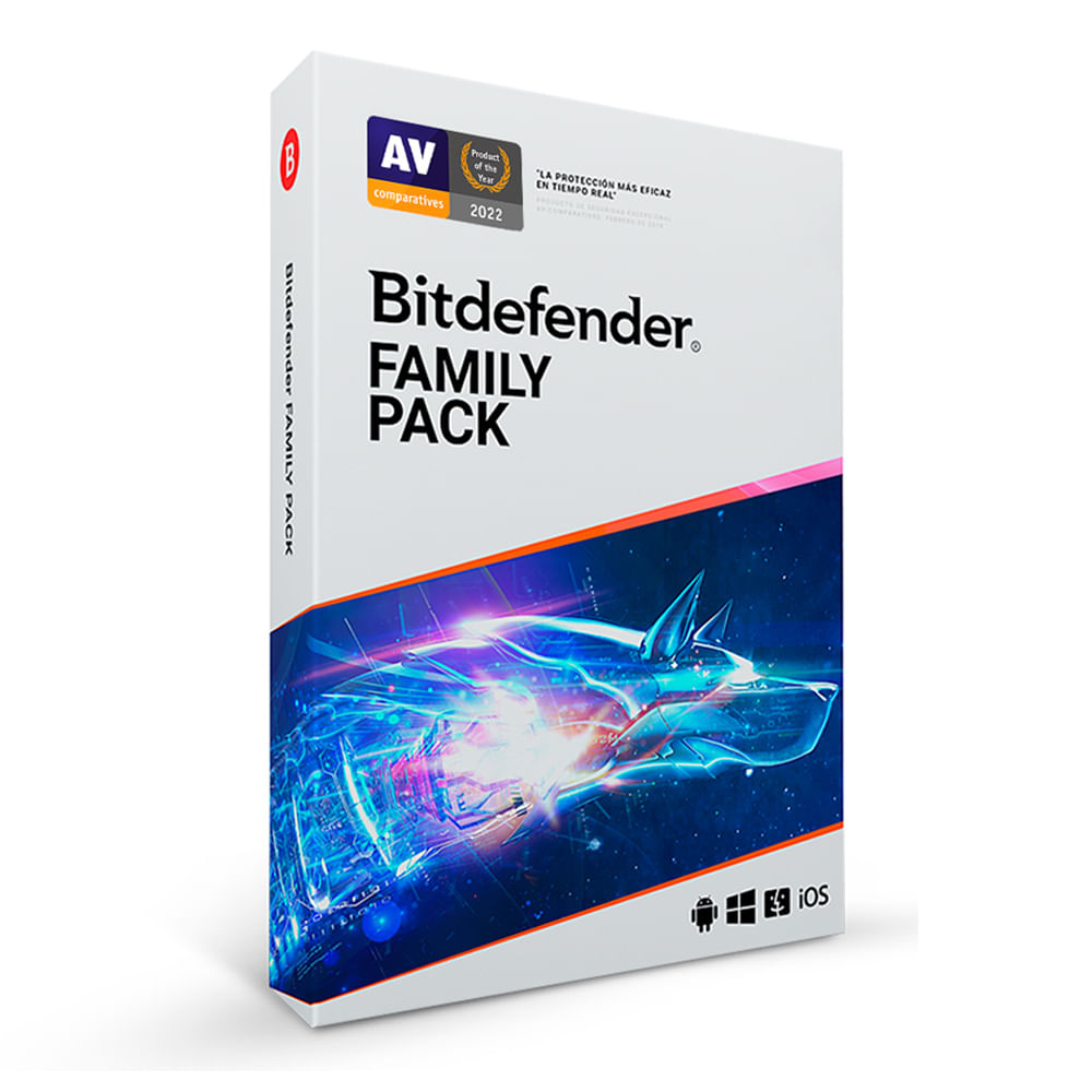 Antivirus digital Bitdefender Family Pack para PC, Celular y Tablet, 15 dispositivos, 1 año
