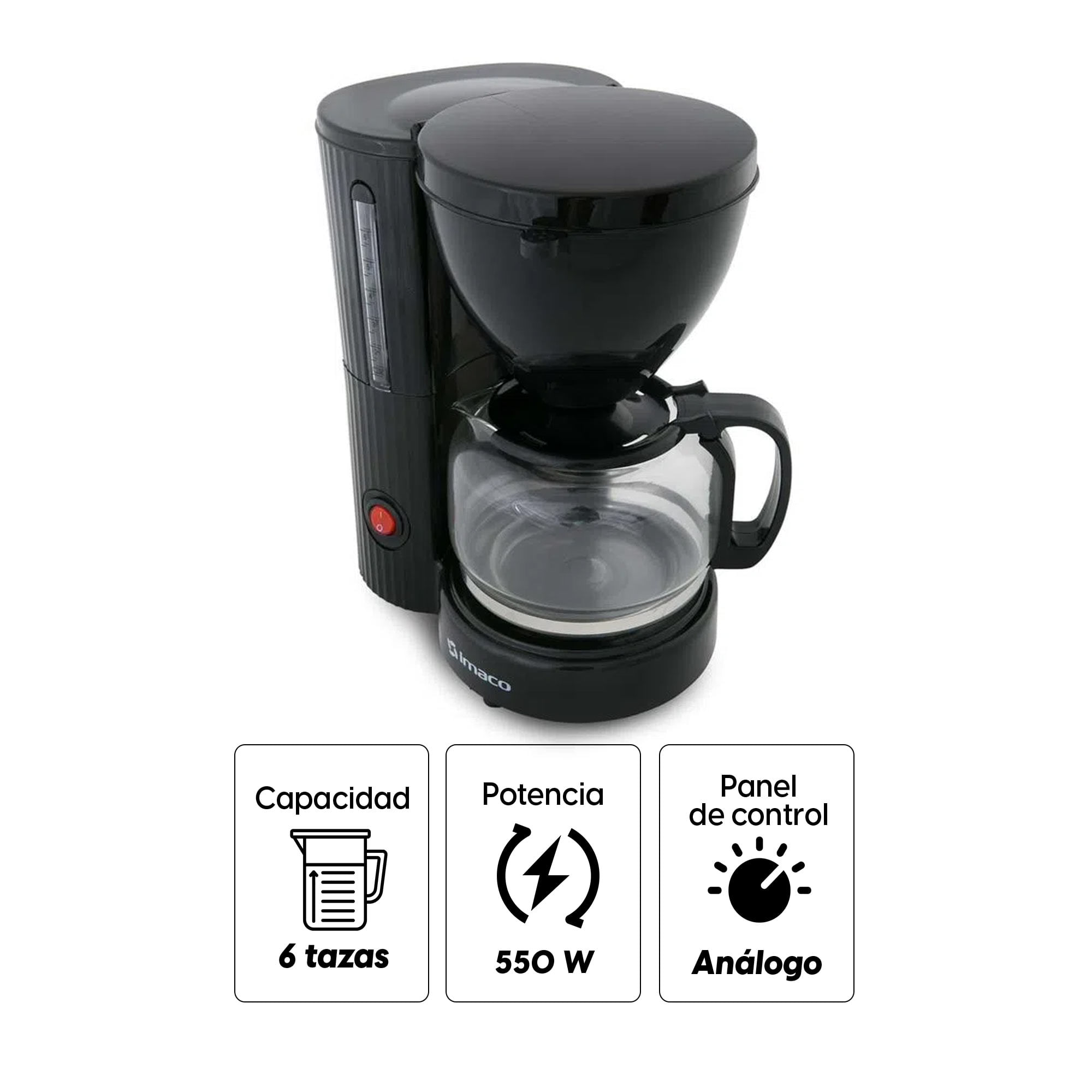 Imagen 2 del producto Cafetera Imaco ICM608 550w, capacidad máx. 6 tazas, jarra de vidrio, negro