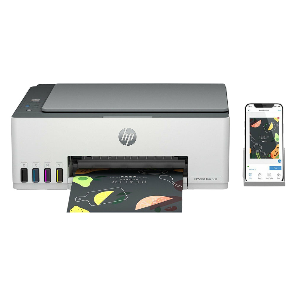 Imagen 2 del producto Impresora multifuncional HP Smart Tank 580 - (1F3Y2A), inyección de tinta, inalámbrica, Wi-Fi, con tanques recargables