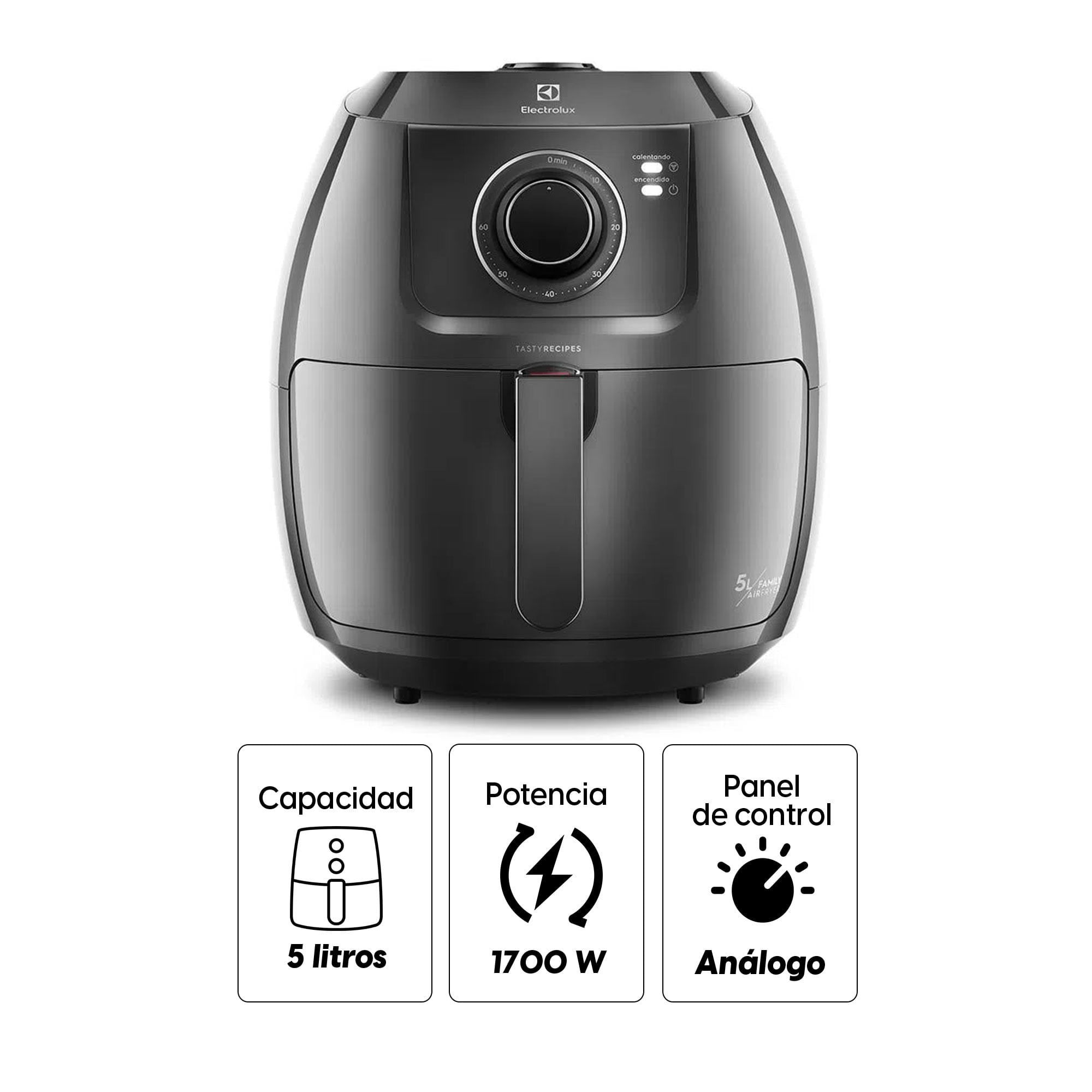 Imagen 2 del producto Freidora de aire Electrolux Family Efficient EAF50, 6.5 litros, canasta antiadherente, negro