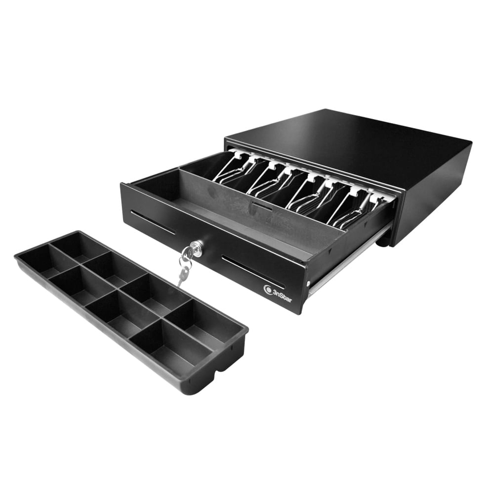 Imagen 2 del producto Gaveta de dinero 3NSTAR mediana CD250, cuerpo de acero con bandeja de plástico ABS, negro