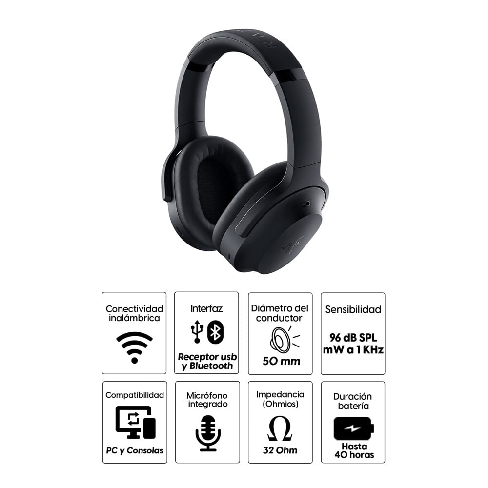 Imagen 2 del producto Audífonos gamer Razer Barracuda Pro con micrófono, inalámbricos, wireless, negro