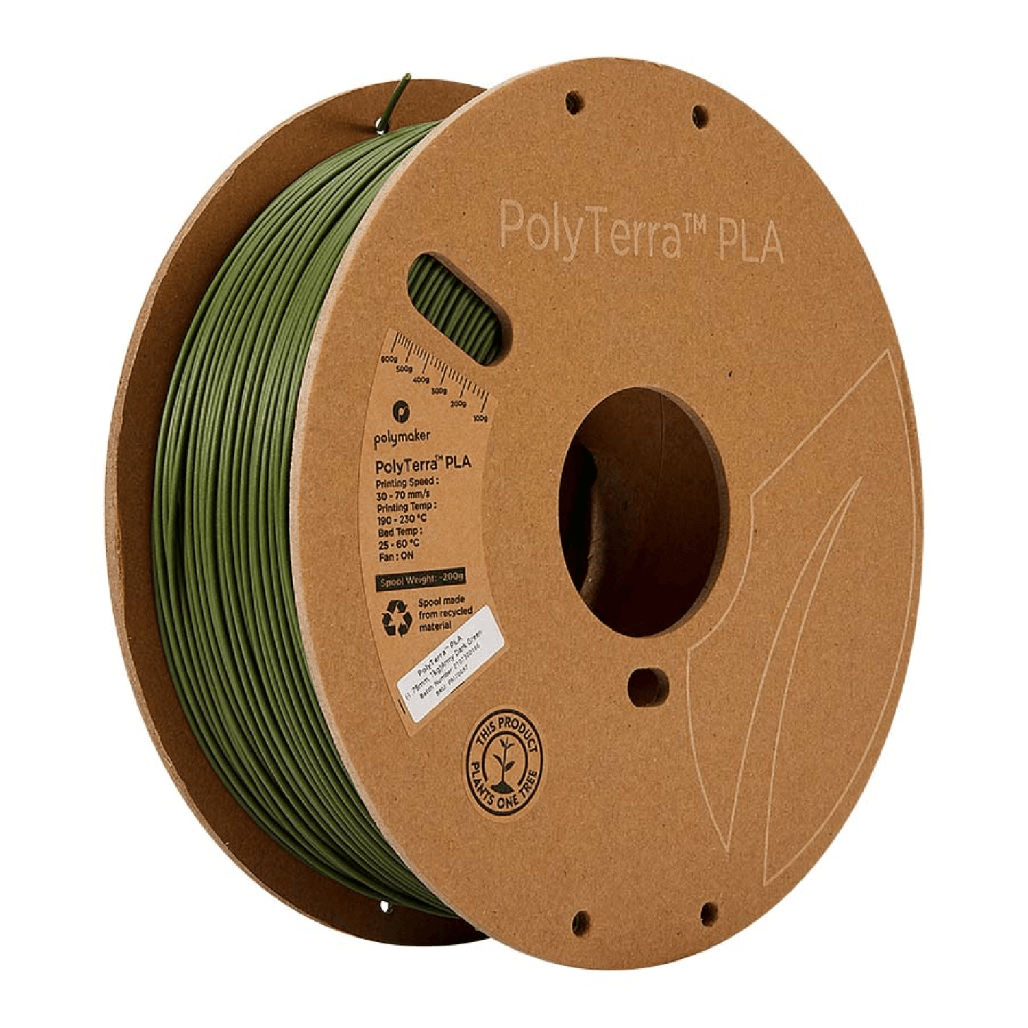 Filamento PolyTerra PLA Verde Oscuro Militar