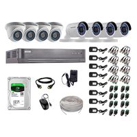 Kit de seguridad Hikvision 4 cámaras Domo Turbo 720P + 4 cámaras Tubo Turbo 720P + dvr + disco 1TB + 160 m de cable cat. 5E