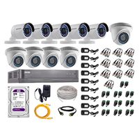 Kit de seguridad Hikvision 5 cámaras Domo Turbo 1080P + 5 cámaras Tubo Turbo 1080P + dvr + disco 1TB + 200 m de cable cat. 5E