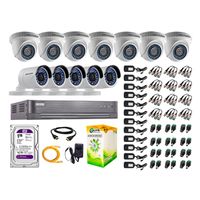 Kit de seguridad Hikvision 7 cámaras Domo Turbo 1080P + 5 cámaras Tubo Turbo 1080P + dvr + disco 1TB + 305 m de cable cat. 5E