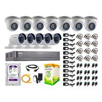 Kit de seguridad Hikvision 7 cámaras Domo Turbo 1080P + 5 cámaras Tubo Turbo 1080P + dvr + disco 2TB + 305 m de cable cat. 5E