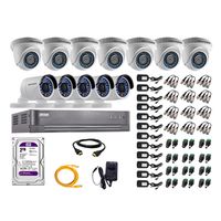 Kit de seguridad Hikvision 7 cámaras Domo Turbo 1080P + 5 cámaras Tubo Turbo 1080P + dvr + disco 2TB