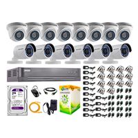 Kit de seguridad Hikvision 8 cámaras Domo Turbo 1080P + 6 cámaras Tubo Turbo 1080P + dvr + disco 2 TB + 305 m de cable cat. 5E