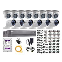 Kit de seguridad Hikvision 8 cámaras Domo Turbo 1080P + 6 cámaras Tubo Turbo 1080P + dvr + disco 2TB