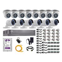 Kit de seguridad Hikvision 8 cámaras Domo Turbo 1080P + 8 cámaras Tubo Turbo 1080P + dvr + disco 1TB + cable HDMI